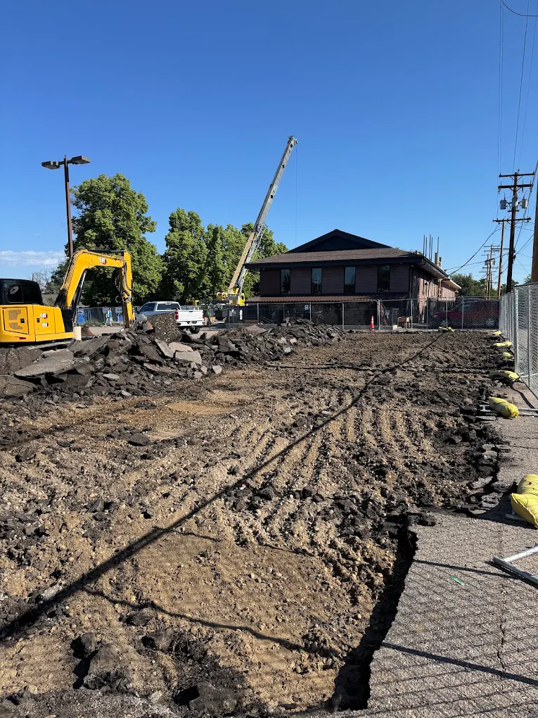 Asphalt removal and site prep with crane